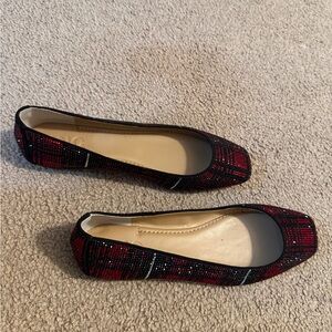 Brand New INC Plaid Red and Black Women's Flats